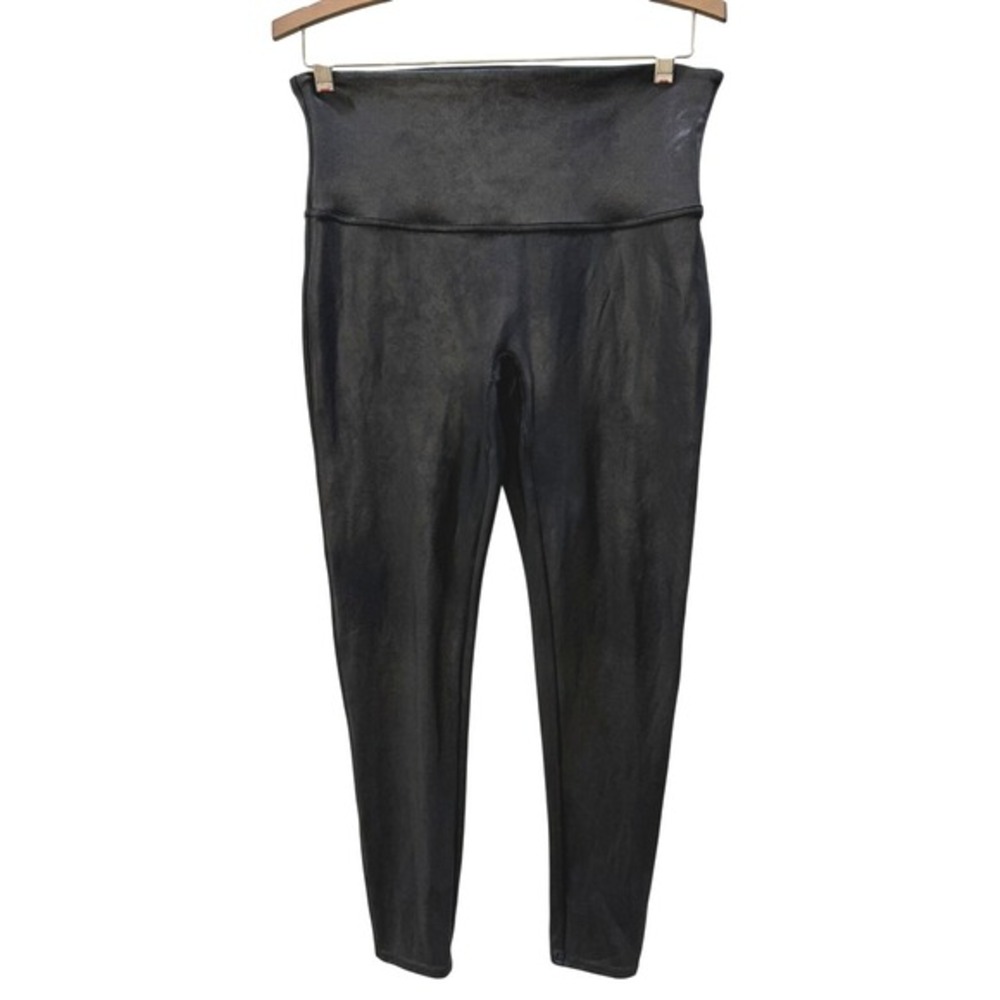 Spanx Black Leather Look Leggings Size XL‎ Petite
